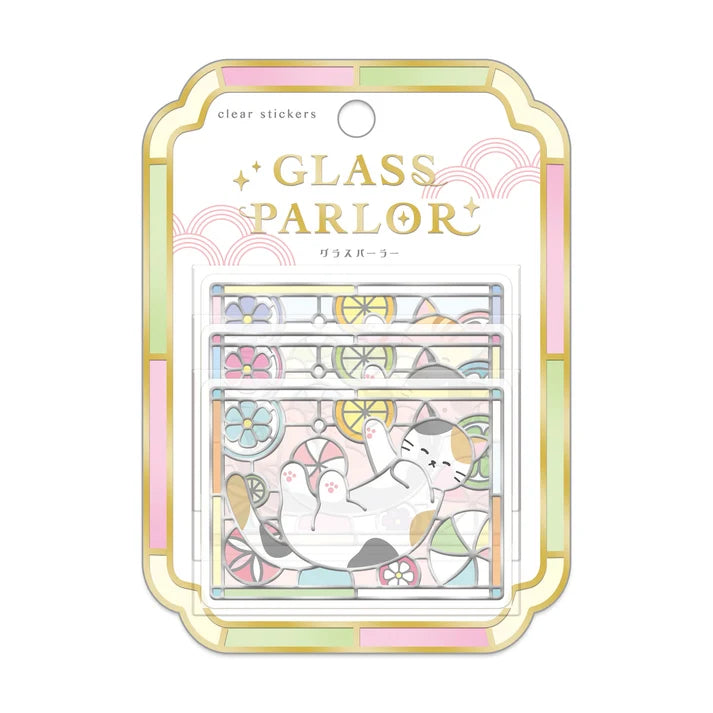 Q-Lia Glass Parlor Clear Stickers - Japanese cat