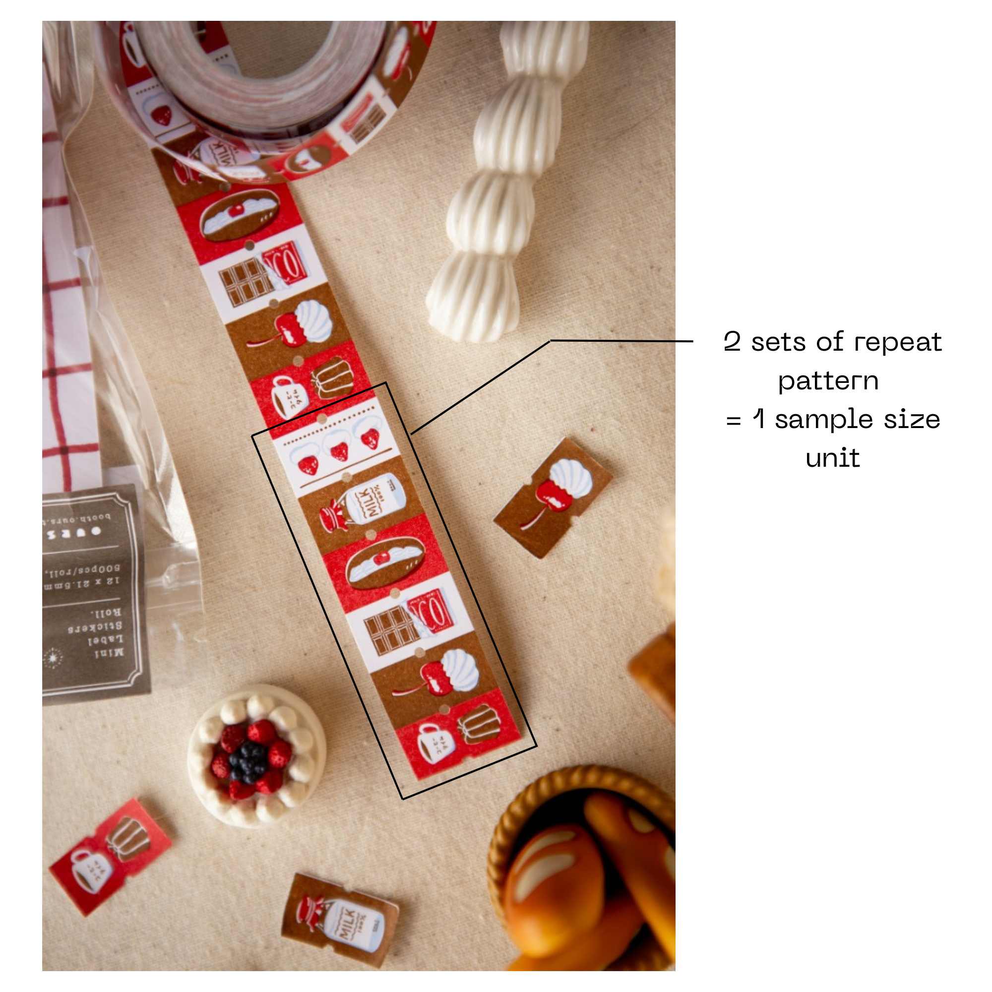 Ours Mini Label Stickers Roll - Afternoon tea time (sample size)