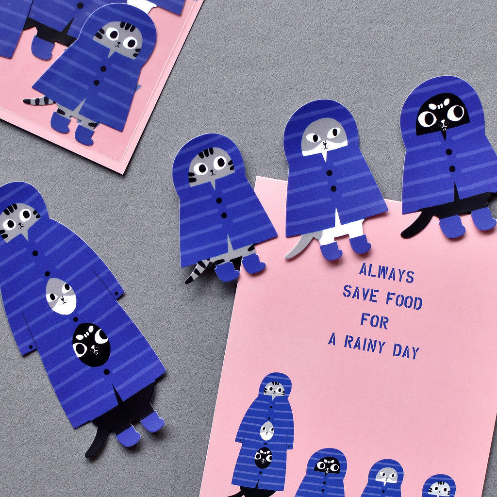 Sesame & Peanut 大芝麻小花生 Waterproof Sticker Pack - Stacking Raincoat Cats