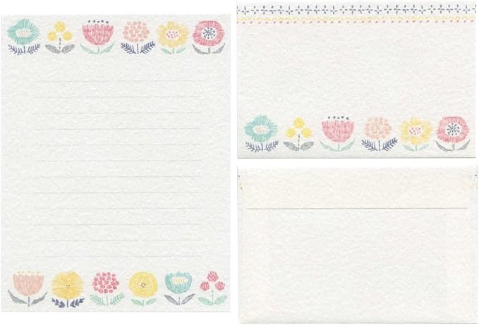 Furukawa Shiko 古川紙工 Letter set Today's Letter 今日のお手紙 Letter Set - Floral Embroidery