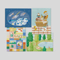 Hello Studio Post Card Set - Gentle Meadow / Song of the Stars / Afternoon Weaving / Morning Dance