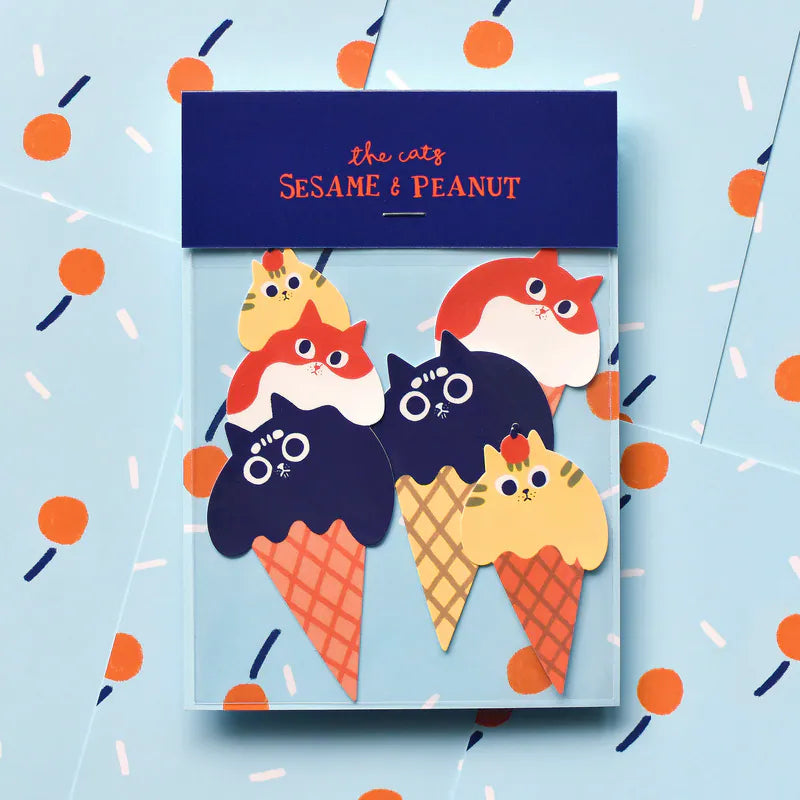 Sesame & Peanut 大芝麻小花生 Waterproof Sticker Pack - Stacking Icecream Cats