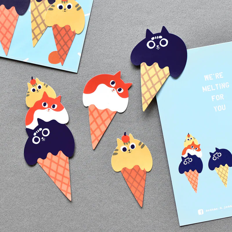 Sesame & Peanut 大芝麻小花生 Waterproof Sticker Pack - Stacking Icecream Cats