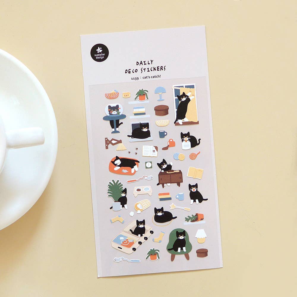 Suatelier Design Daily Deco Stickers - 1139 Cat's Catch!