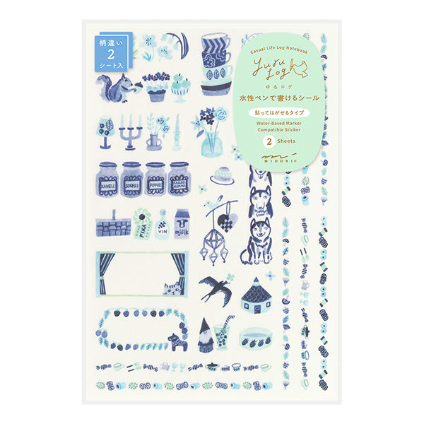 Midori Yuru Log Decoration Sticker - Blue Nordic Pattern
