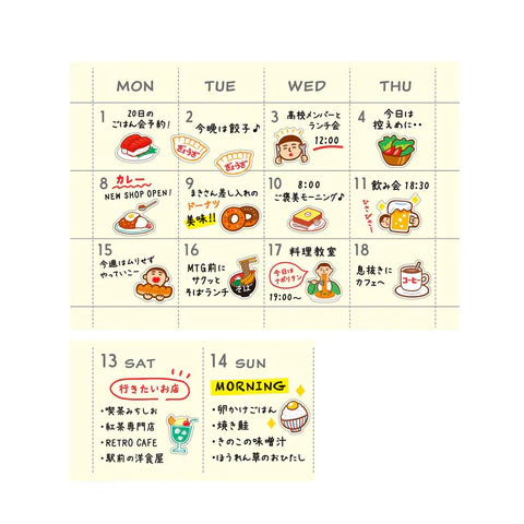 Hightide New Retro Diary Sticker Sheet - Food