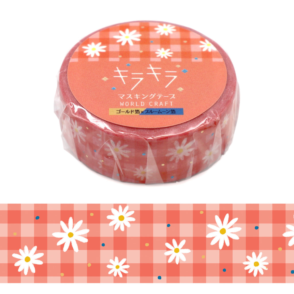 World Craft Washi Tape - Daisy Check Foil Detail