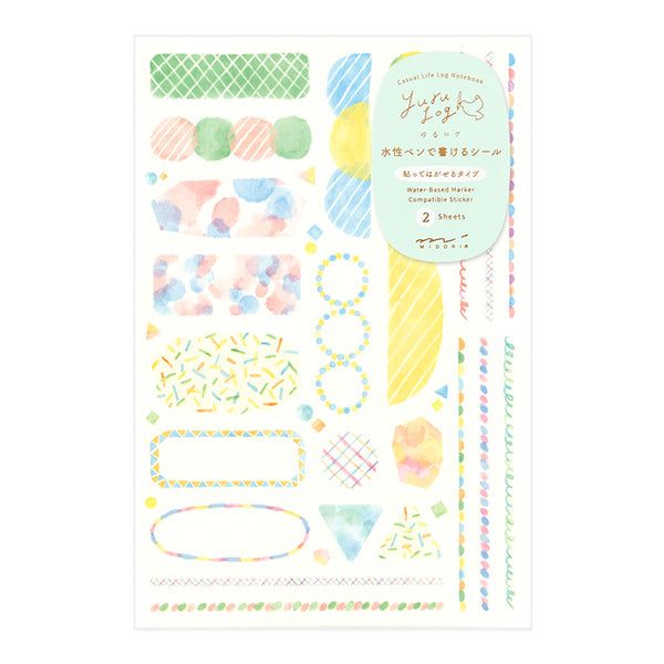 Midori Yuru Log Decoration Sticker - Watercolour