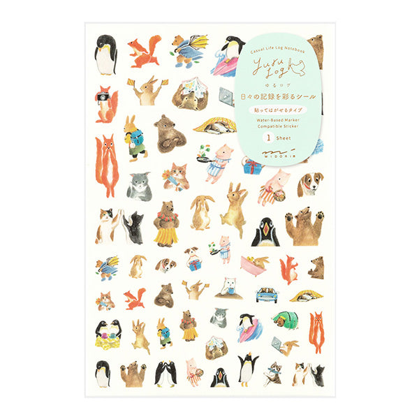 Midori Yuru Log Decoration Sticker - Animal