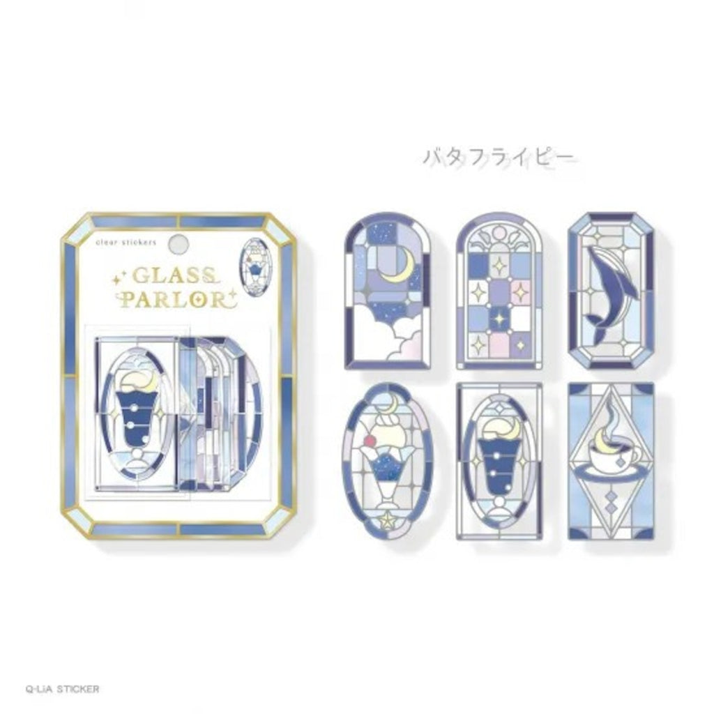 Q-Lia Glass Parlor Clear Stickers - Butterfly Pea