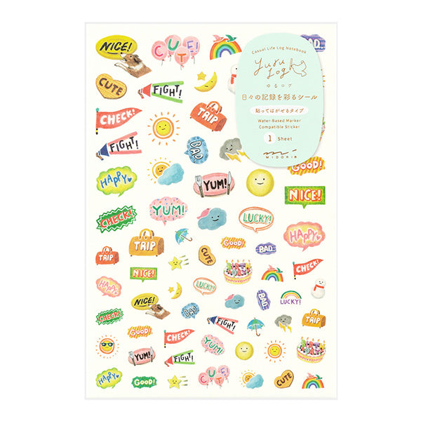Midori Yuru Log Decoration Sticker - Feeling