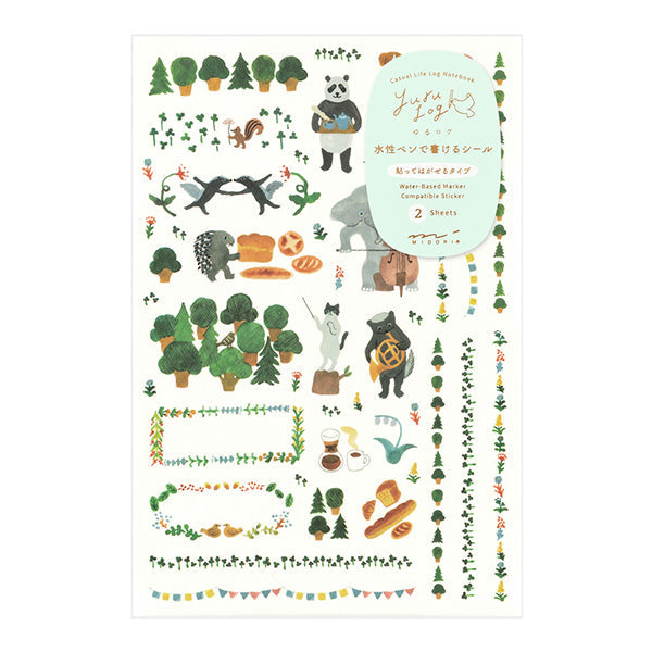 Midori Yuru Log Decoration Sticker - Forest Animal
