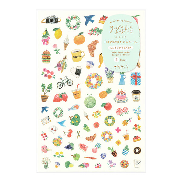 Midori Yuru Log Decoration Sticker - Motifs