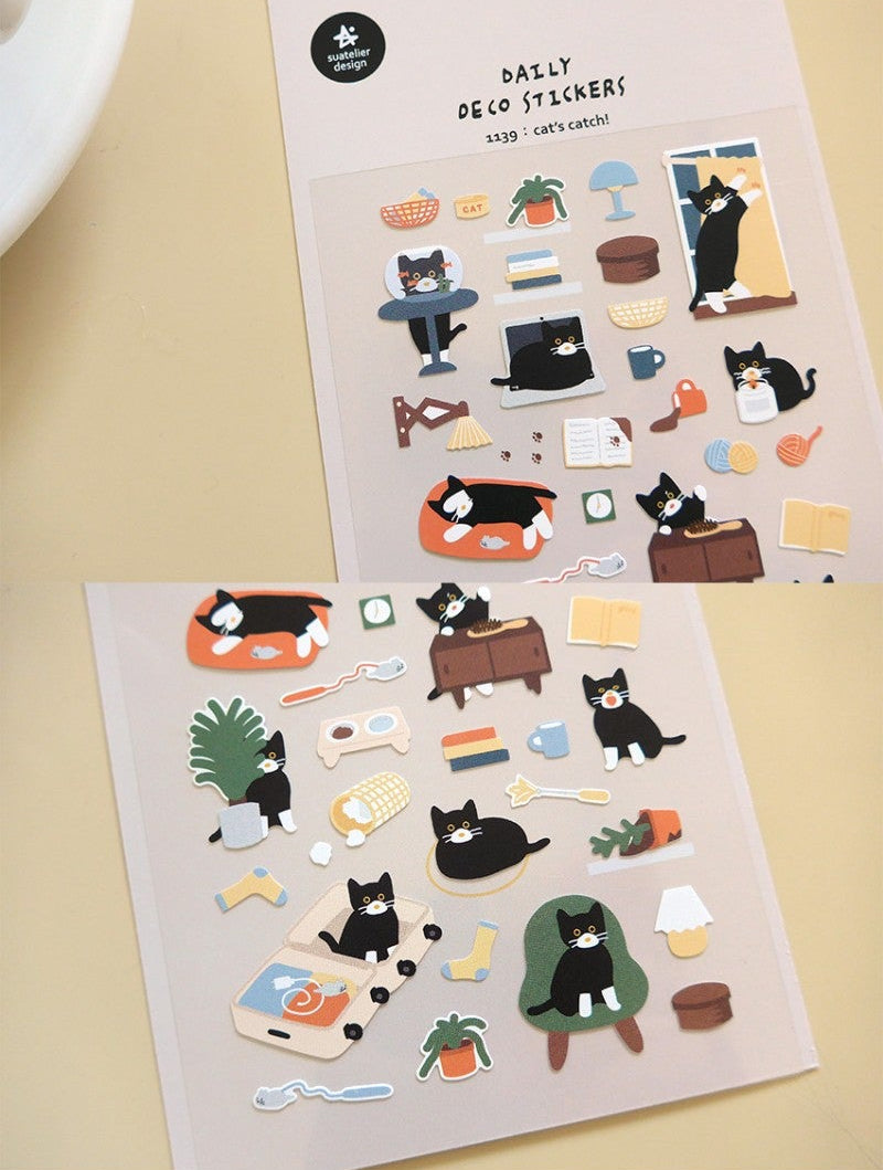 Suatelier Design Daily Deco Stickers - 1139 Cat's Catch!